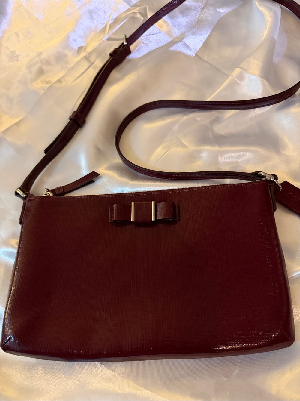 Coach Burgundy Leather Crossbody with Bow Detail